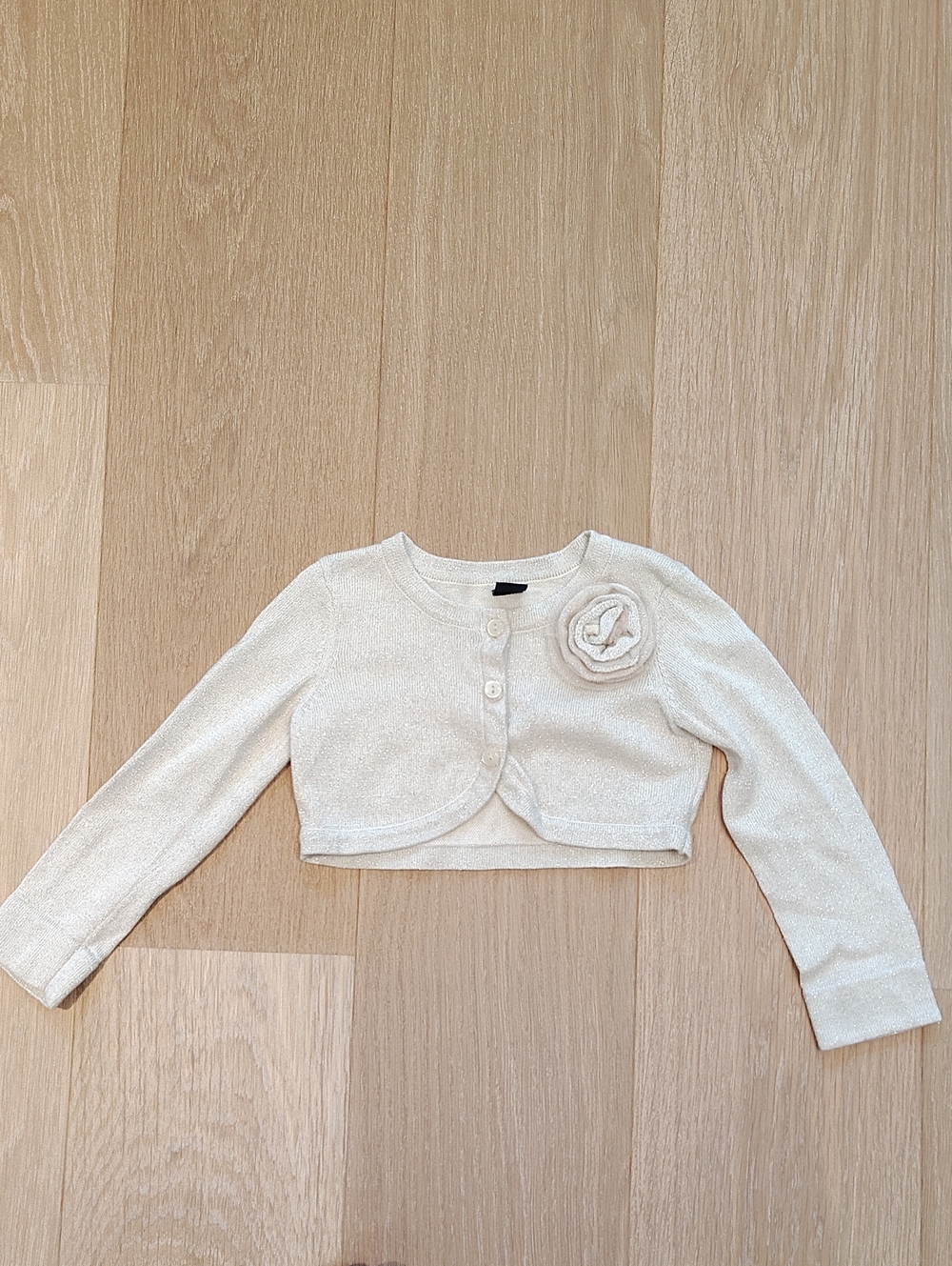 GAP Baby Light Gold Knit Cardigan with Shimmery Finish